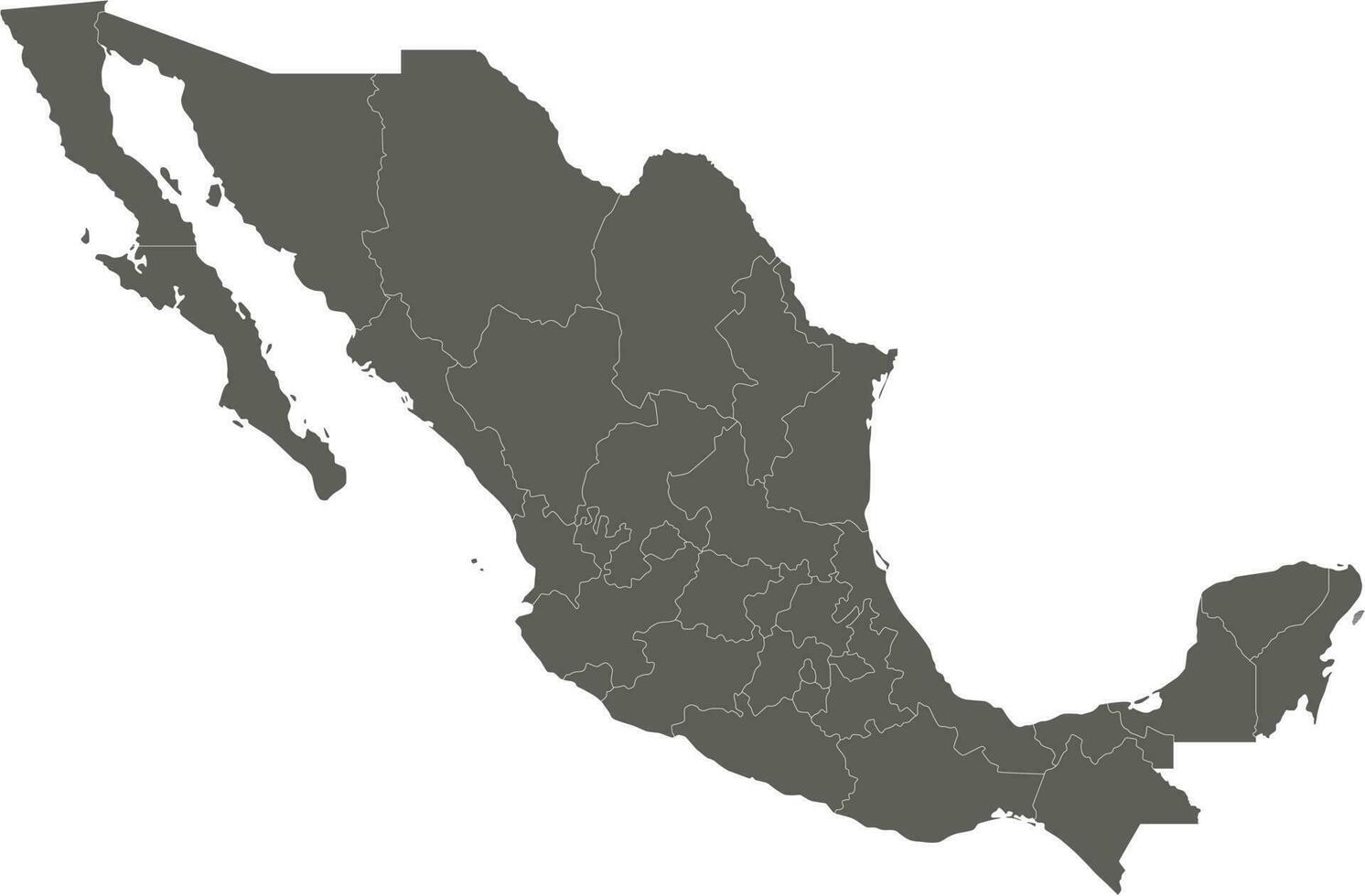 vektor tom Karta av mexico med regioner eller eller stater och administrativ divisioner. redigerbar och klart märkt skikten.