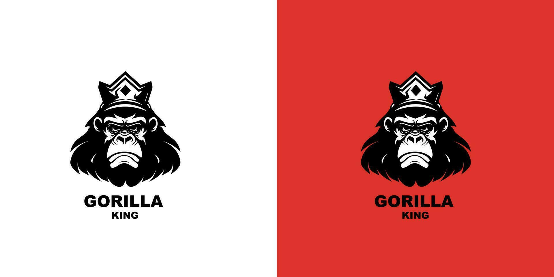 Gorilla Vektor Logo Symbol Design Vorlage auf rot und Weiß Hintergrund. Logo Kennzeichen