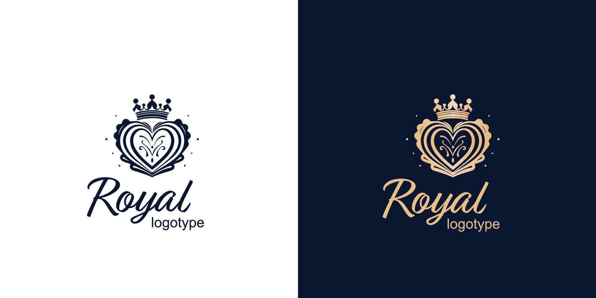 krona lyx begrepp logotyp design mall på blå och vit bakgrund. logotyp vektor tecken