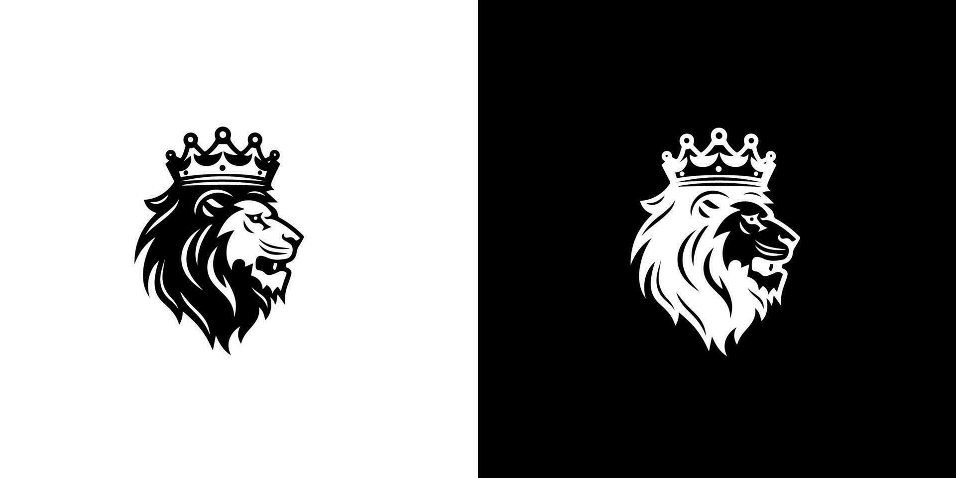königlich König Löwe Krone Symbol. elegant schwarz Löwe Tier Logotyp. Prämie Luxus Marke Identität Symbol. Vektor Illustration Design Vorlage.