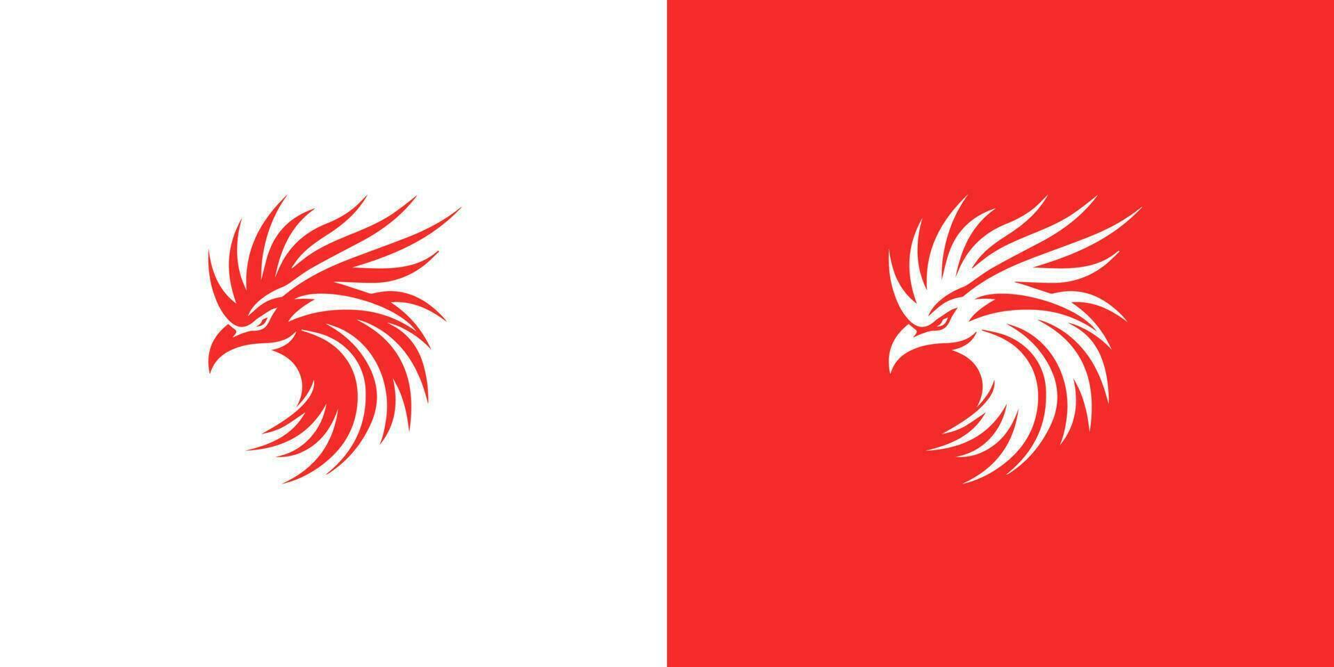 abstrakt röd och vit fågel Fenix logotyp design mall på röd och vit bakgrund . vektor illustration logotyp