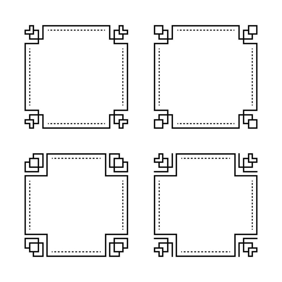 Chinesisch Stil leeren einfach dekorativ süß Rand einstellen Vektor Kunst