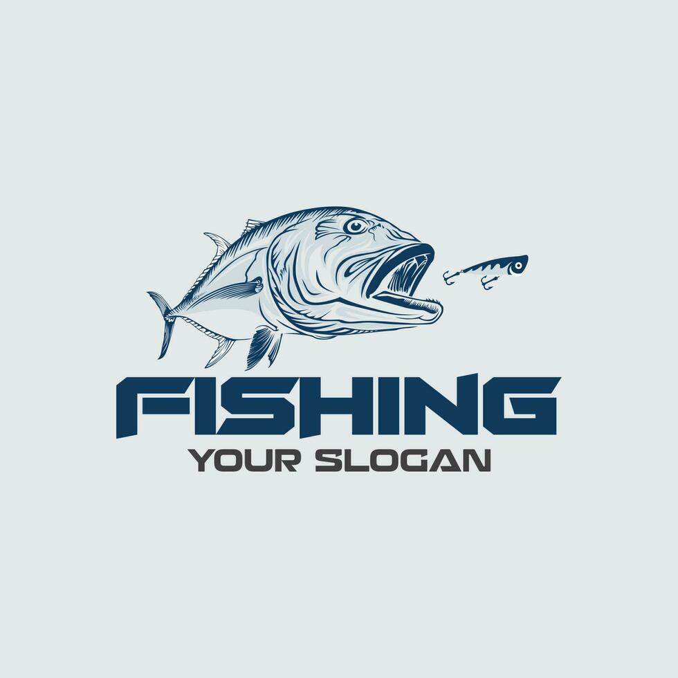 vektor logotyp jätte trevally fiske