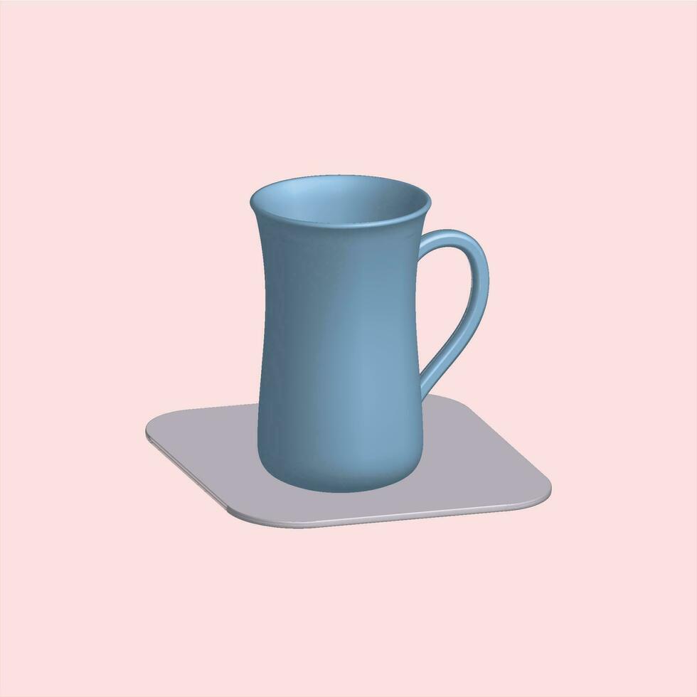 3d råna med varm te och mjölk eller cappuccino och latte. realistisk americano och espresso dryck illustration, kaffe kopp. vektor