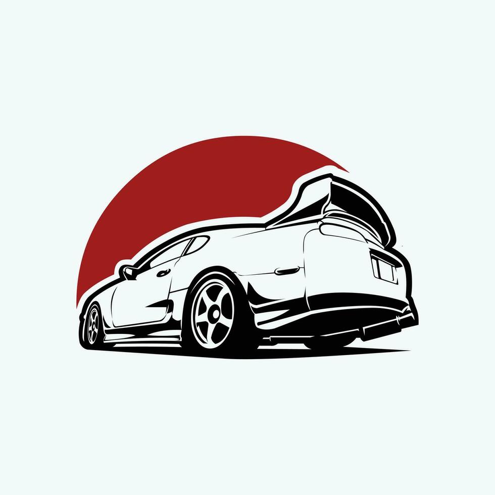 Prämie japanisch Sport Auto Rückseite Aussicht Vektor isoliert. Beste zum jdm T-Shirt und Aufkleber Design