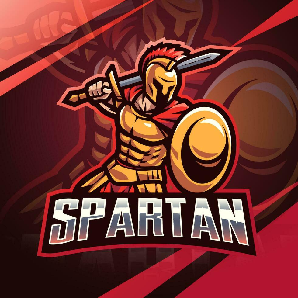 spartansk esport maskot logo design vektor