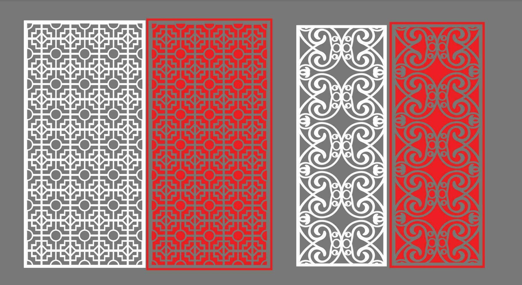 dekorativ Mauer Paneele einstellen jali Design cnc Muster, Laser- Schneiden Muster, Router cnccutting.jali Laser- Schnitt dekorativ Panel einstellen mit Spitze Muster. vektor