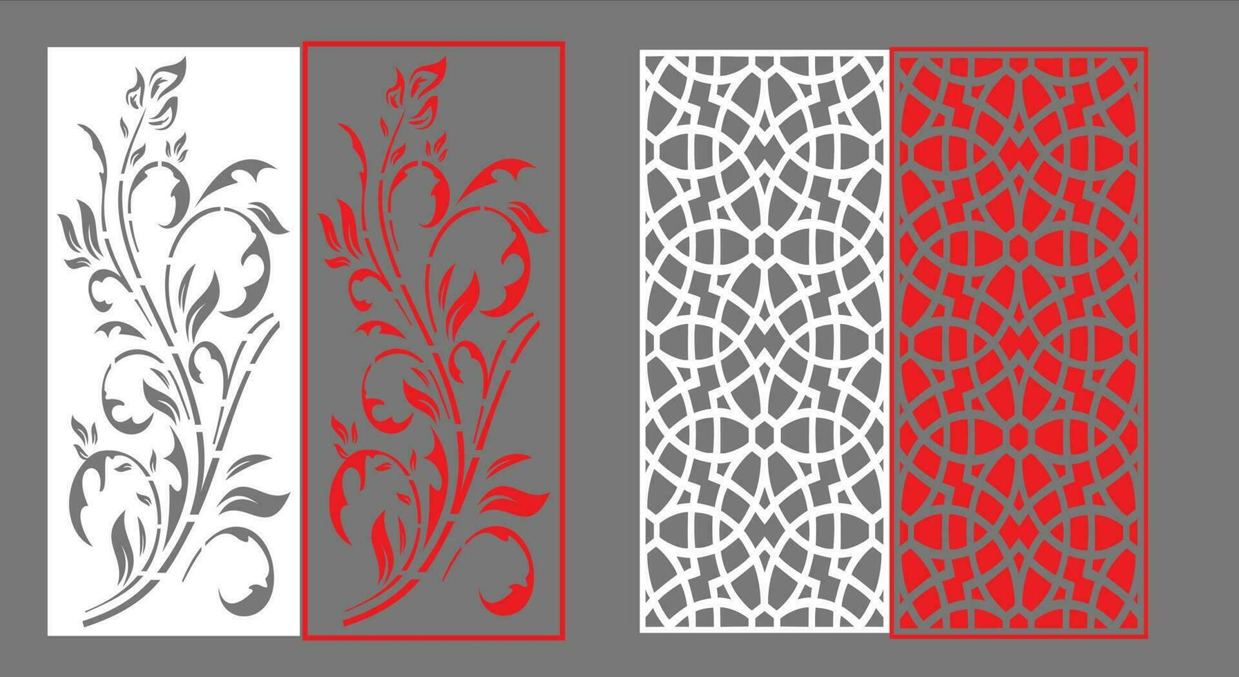 dekorativ vägg paneler uppsättning Jali design cnc mönster, laser skärande mönster, router cnccutting.jali laser skära dekorativ panel uppsättning med spets mönster. vektor
