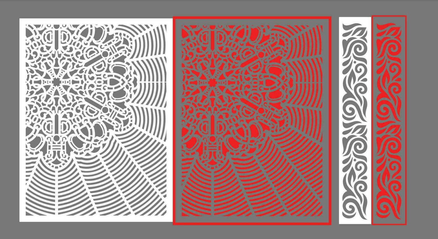 dekorativ Mauer Paneele einstellen jali Design cnc Muster, Laser- Schneiden Muster, Router cnccutting.jali Laser- Schnitt dekorativ Panel einstellen mit Spitze Muster. vektor