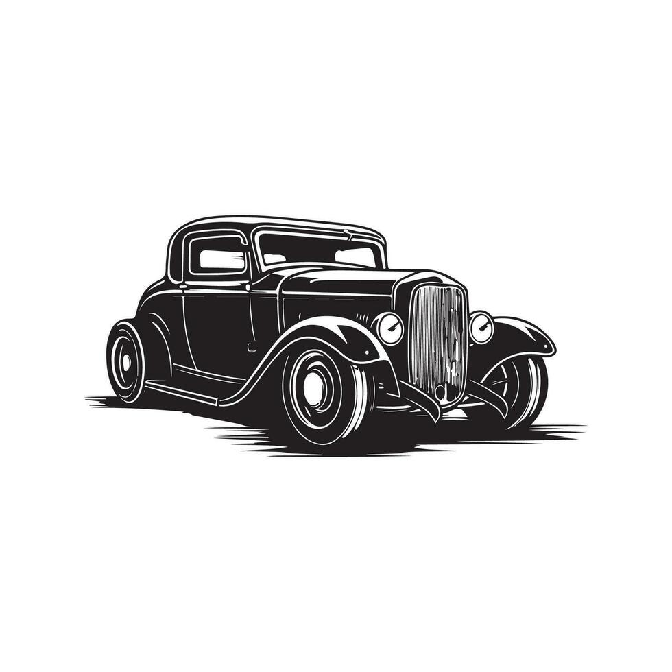 varm stång bil, årgång logotyp linje konst begrepp svart och vit Färg, hand dragen illustration vektor