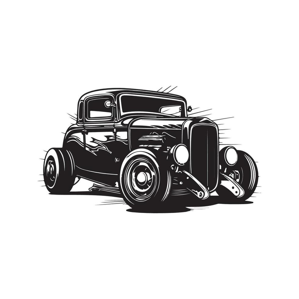 heiß Stange Auto, Jahrgang Logo Linie Kunst Konzept schwarz und Weiß Farbe, Hand gezeichnet Illustration vektor