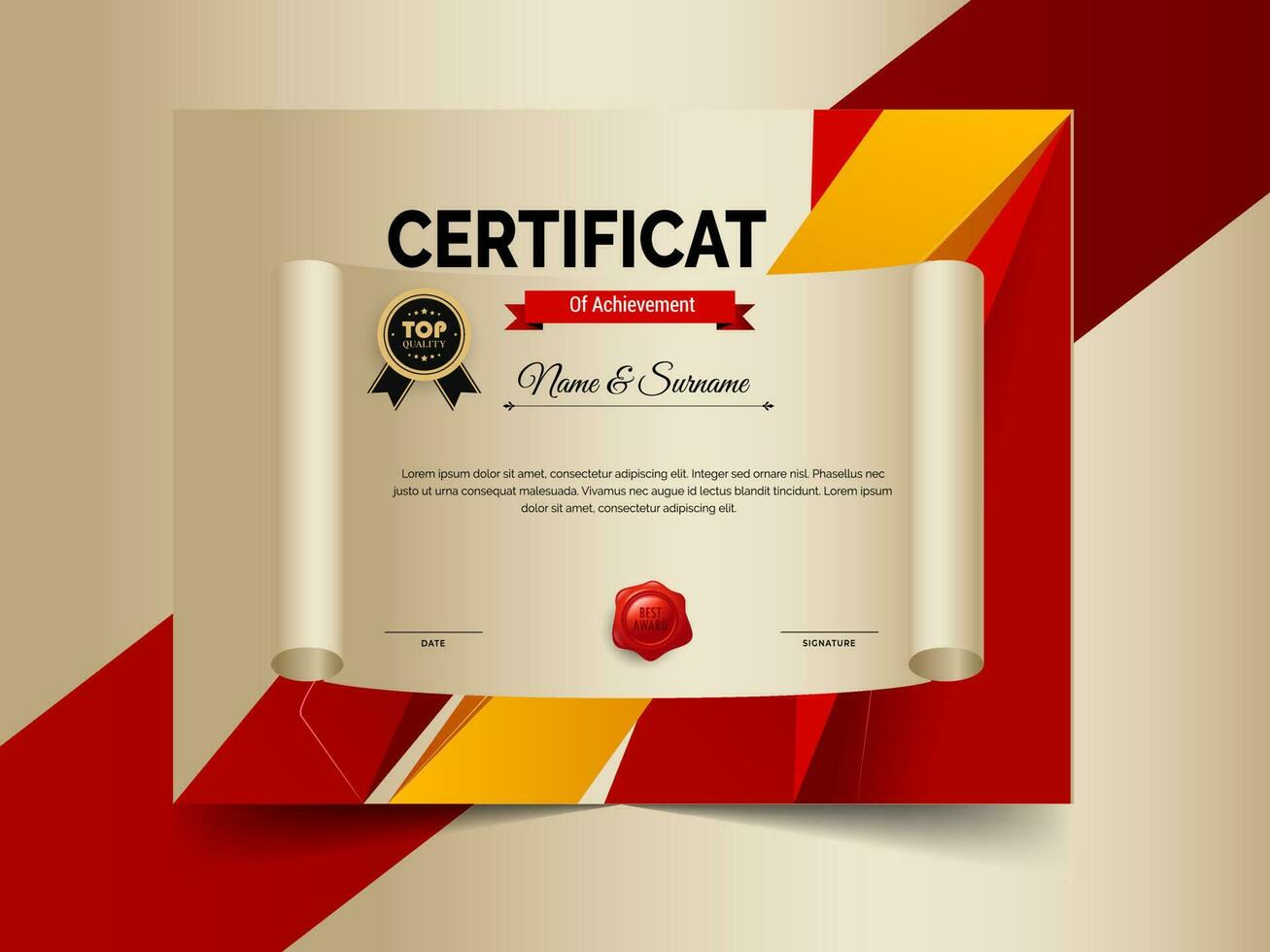 kreativ Zertifikat von Leistung Vorlage Design. Luxus elegant Blau und Gold Diplom, korporativ Ausbildung Zertifikat Design vektor