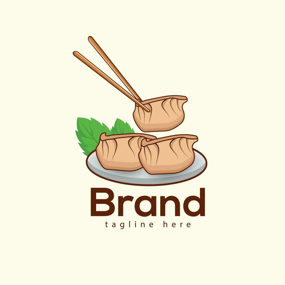 Logo zum ein Restaurant Essen Marke Das ist gemacht durch dim Summe Essstäbchen. Geschmack gesund dim Summe köstlich Chinesisch Essen Illustration Vektor Clip Kunst Design mit Prämie modern Logo Vorlage.