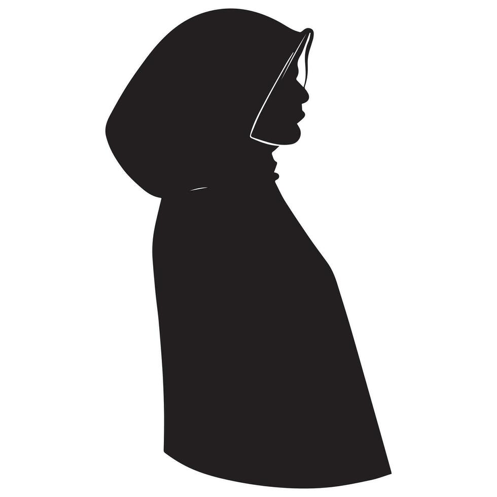 ein Muslim Hijab Frauen Vektor Silhouette, ein Muslim Mädchen tragen ein Hijab Vektor Illustration.