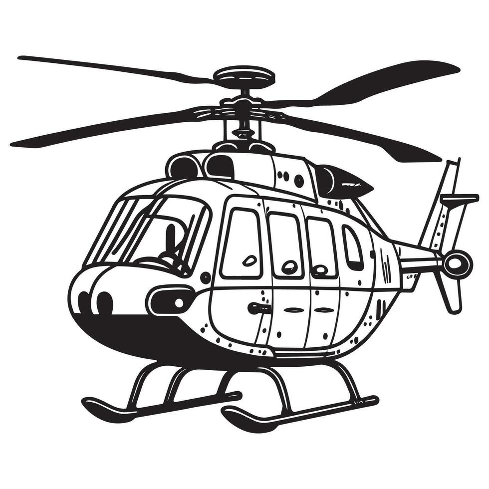 detta är en flygande helikopter vektor silhuett, helikopter vektor linjekonst.