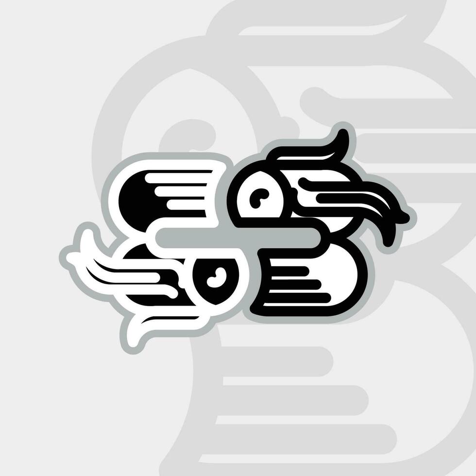 yin yang fisk logotyp enkel ikon design illustration vektor