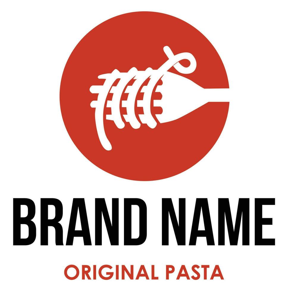 Vektor minimalistisch eben Logo Restaurant Pasta Cafe isoliert auf Weiß Hintergrund