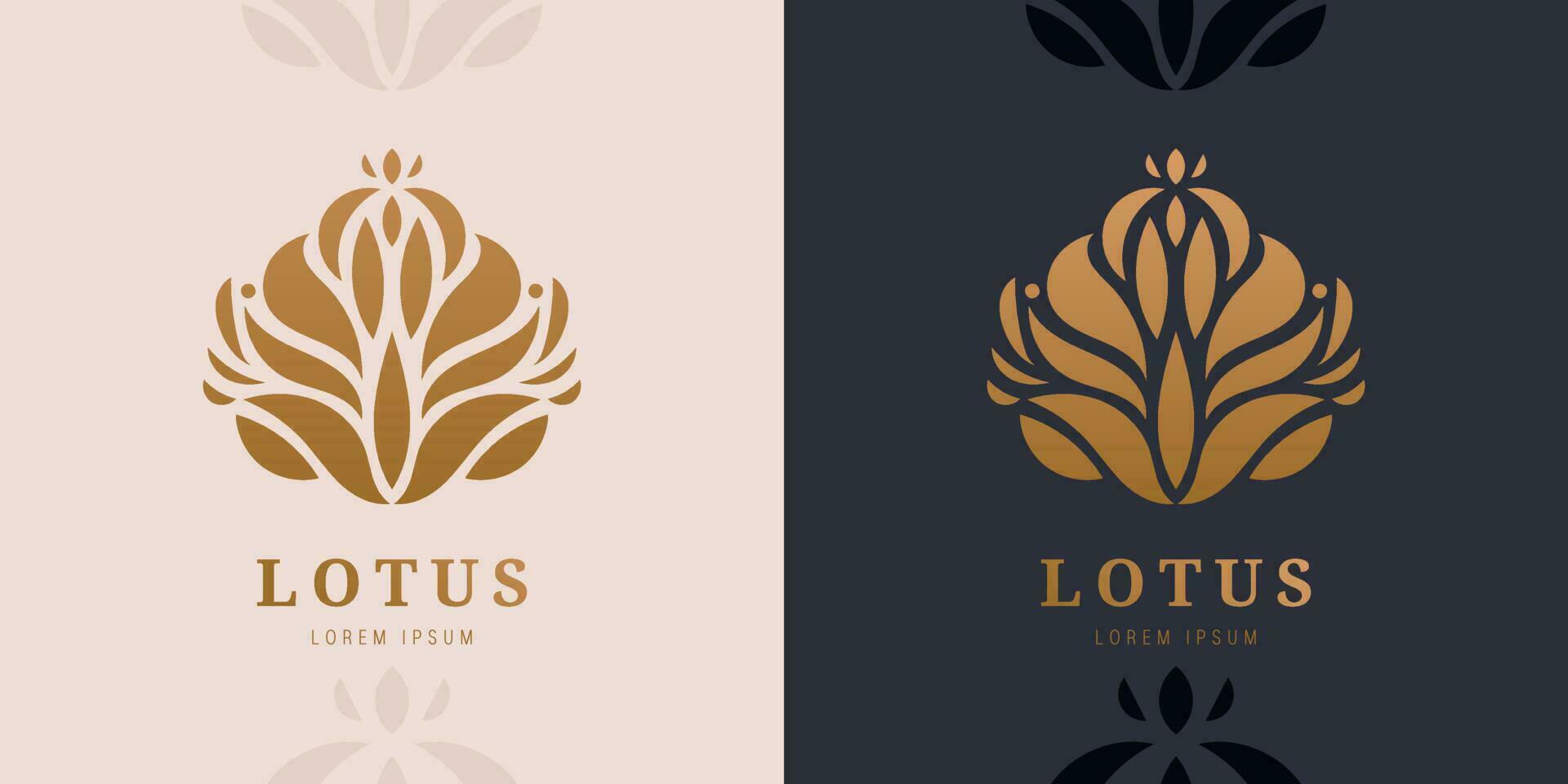 Vektor golden ruhig, entspannen Lotus Logo. abstrakt Blume Symbol Silhouette. verwenden zum Spa, Kosmetika, Massage, Yoga, Entspannung, usw.