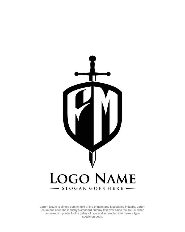 Initiale fm Brief mit Schild Stil Logo Vorlage Vektor