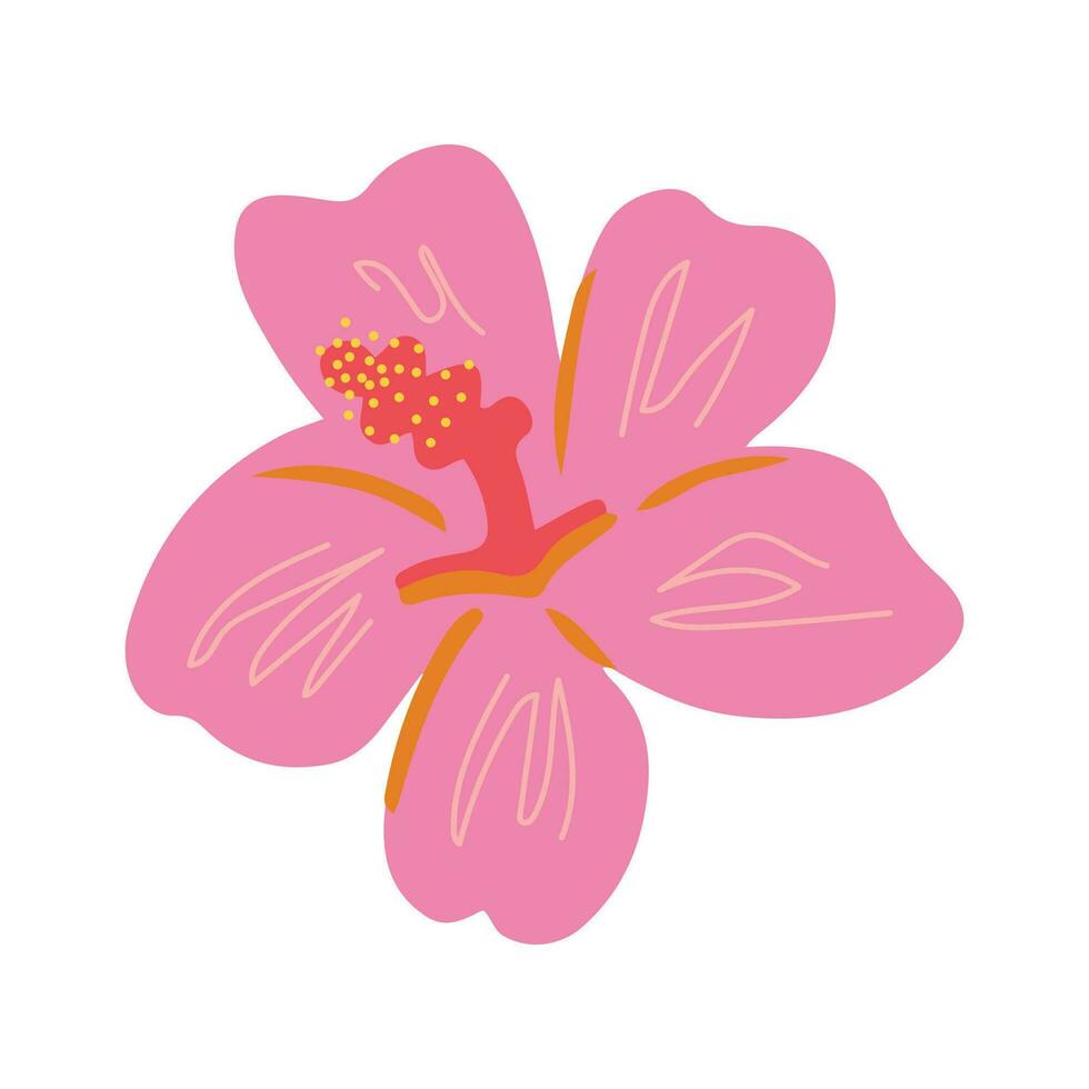 rosa hibiskus knopp vektor ClipArt. ritad för hand sommar trendig tropisk blomma illustration