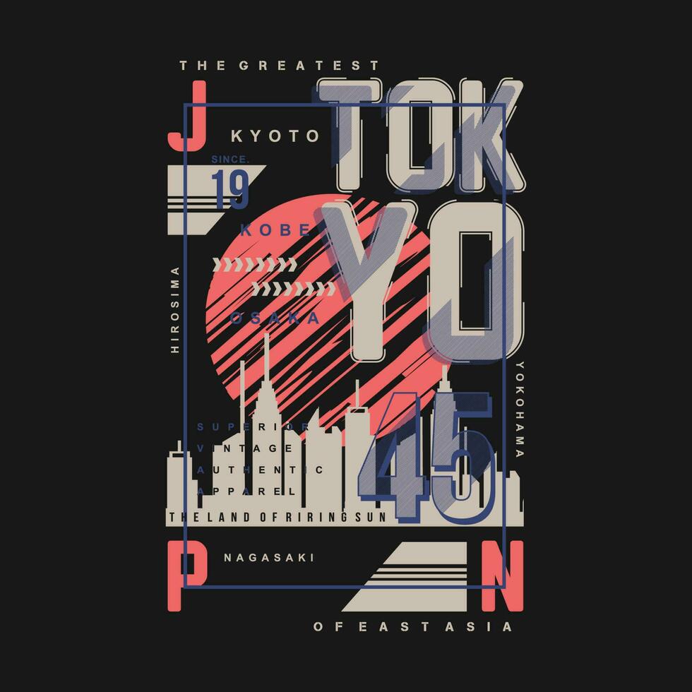 tokyo japan text typografi vektor, abstrakt grafisk, illustration, för skriva ut t skjorta vektor