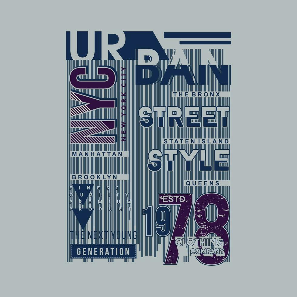 nyc urban gata grafisk mode stil, t skjorta design, typografi vektor, illustration vektor