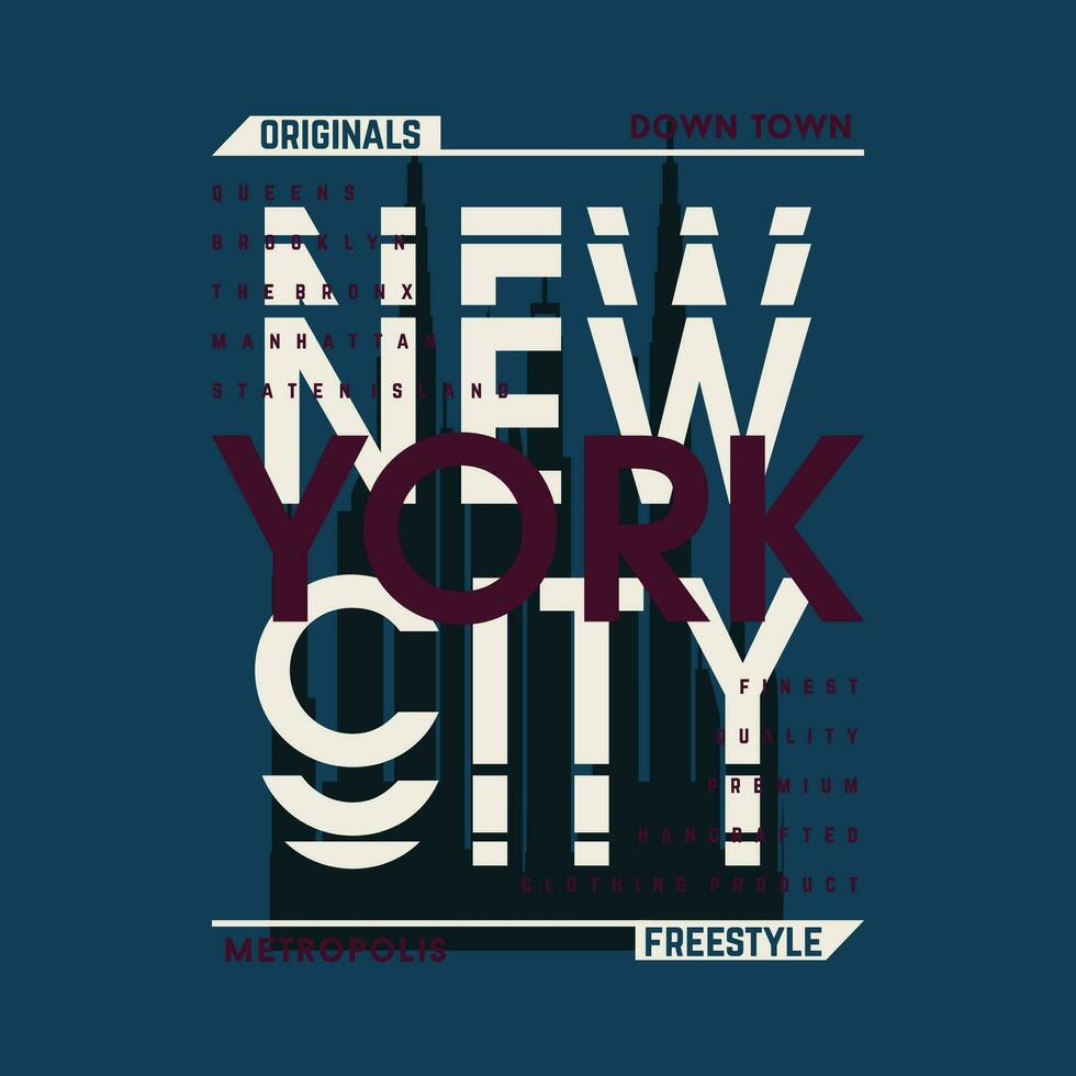 ny york stad grafisk typografi, vektor t skjorta design, illustration, Bra för tillfällig aktiva