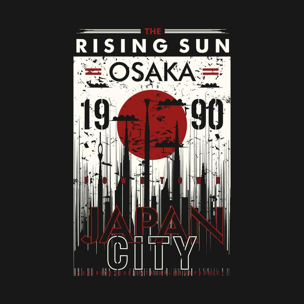 de stigande Sol osaka japan text typografi vektor, abstrakt grafisk, illustration, för skriva ut t skjorta vektor