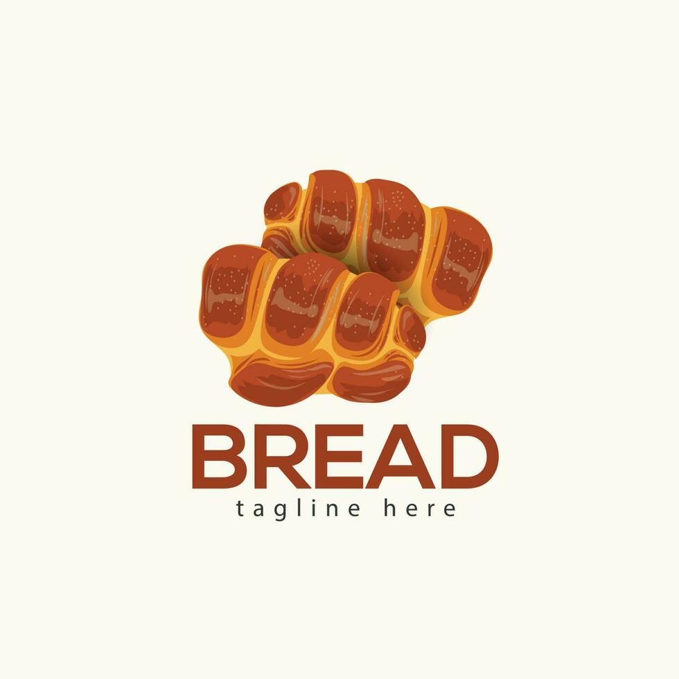 Brot Logo mit Stritzel Illustration Vektor Design Vorlage. Hallo Qualität Prämie Brot Clip Kunst, und Symbol Design Vorlage Elemente mit Messer und Vektor Brot Farbe.
