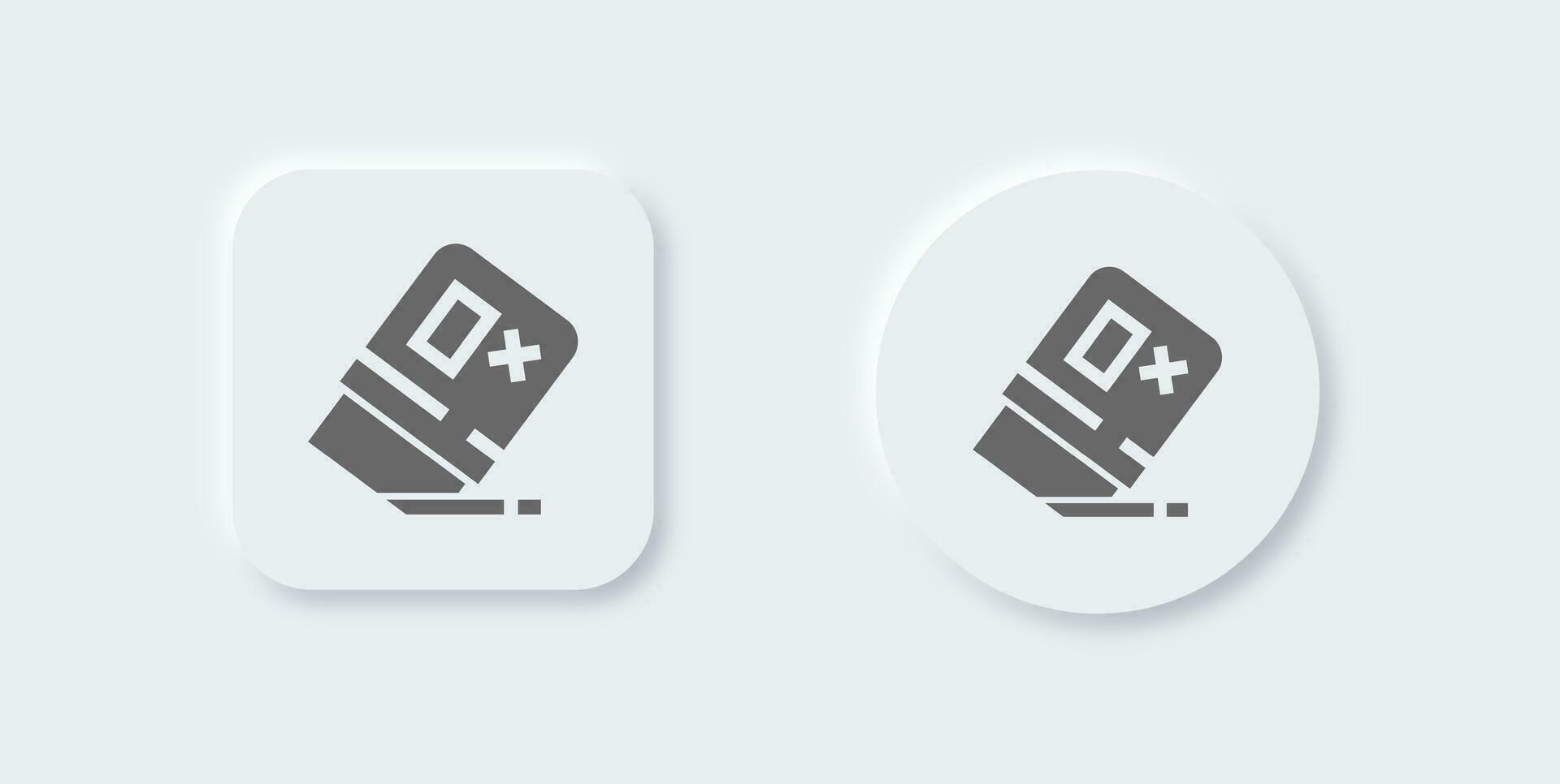 suddgummi fast ikon i neomorf design stil. torka ut tecken vektor illustration.
