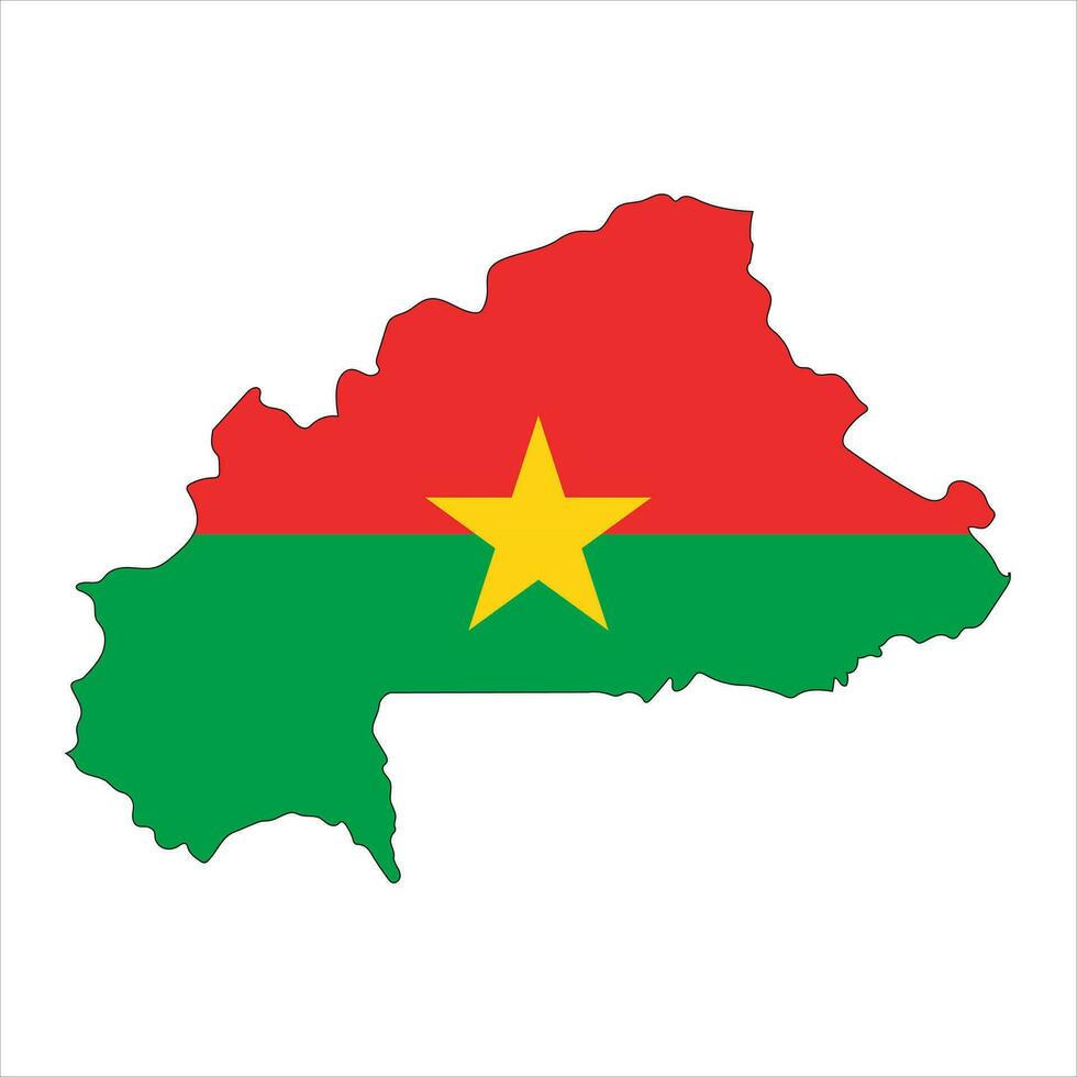 Burkina faso Karta silhuett med flagga isolerat på vit bakgrund vektor