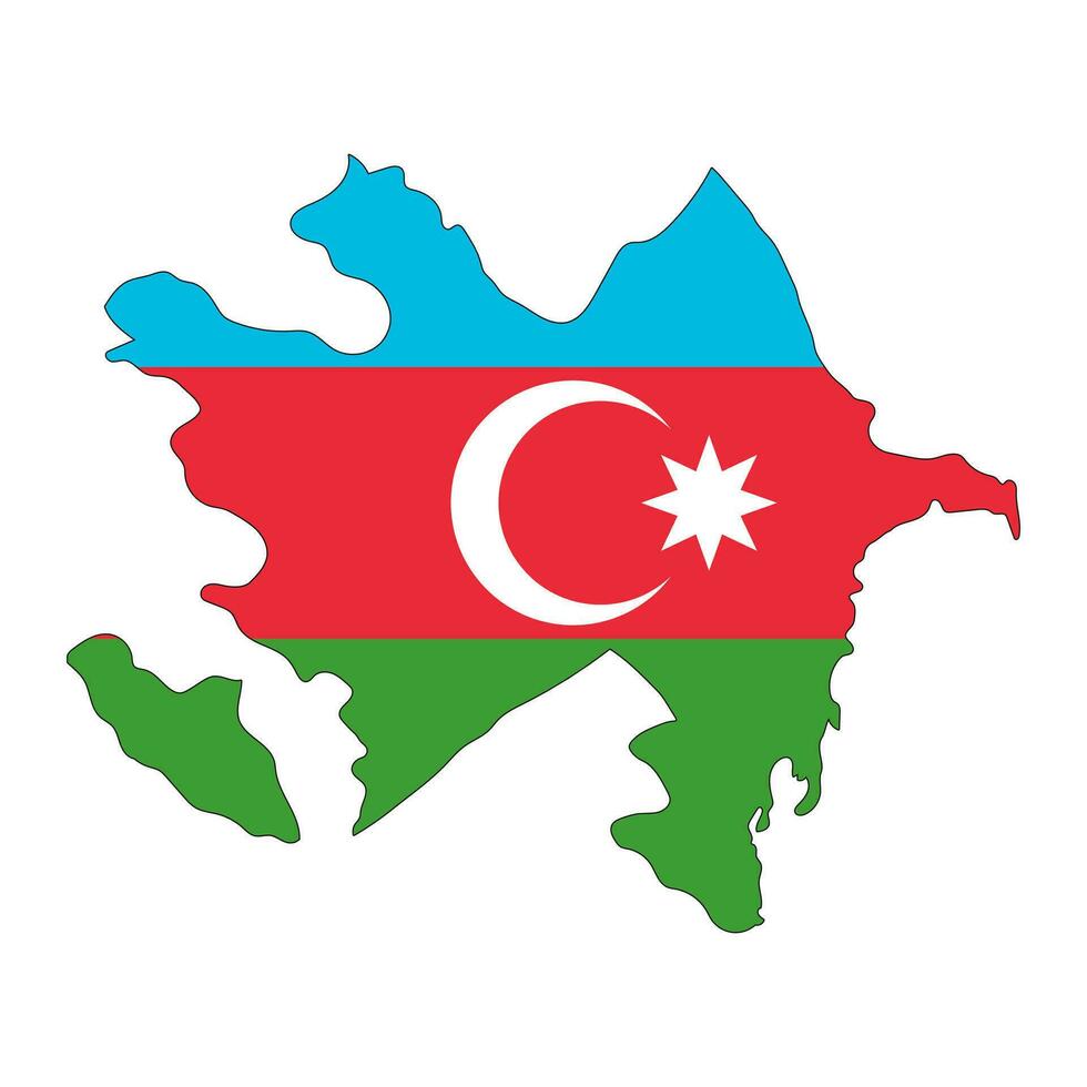 azerbaijan Karta silhuett med flagga isolerat på vit bakgrund vektor