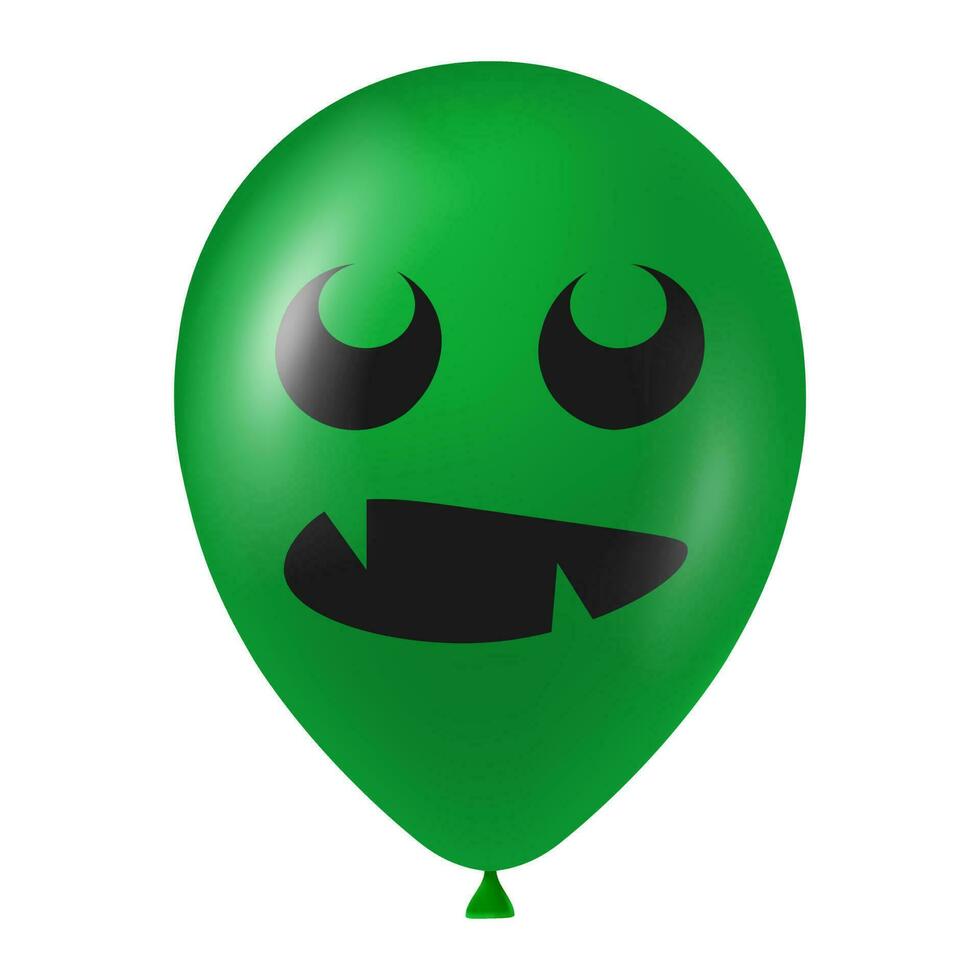 halloween grön ballong illustration med skrämmande och rolig ansikte vektor