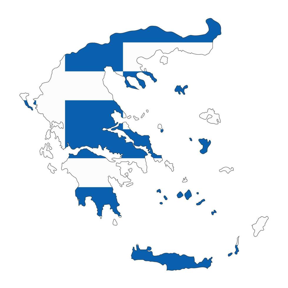 Griechenland Karte Silhouette mit Flagge isoliert auf Weiß Hintergrund vektor