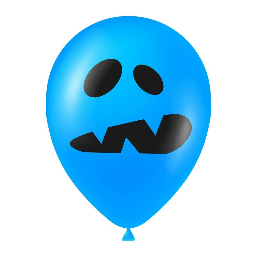 halloween blå ballong illustration med skrämmande och rolig ansikte vektor
