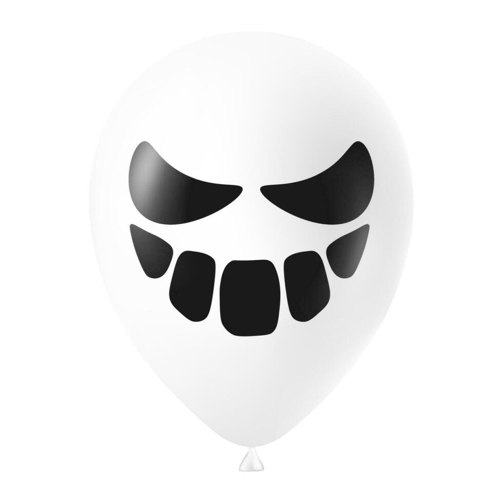 halloween vit ballong illustration med skrämmande och rolig ansikte vektor