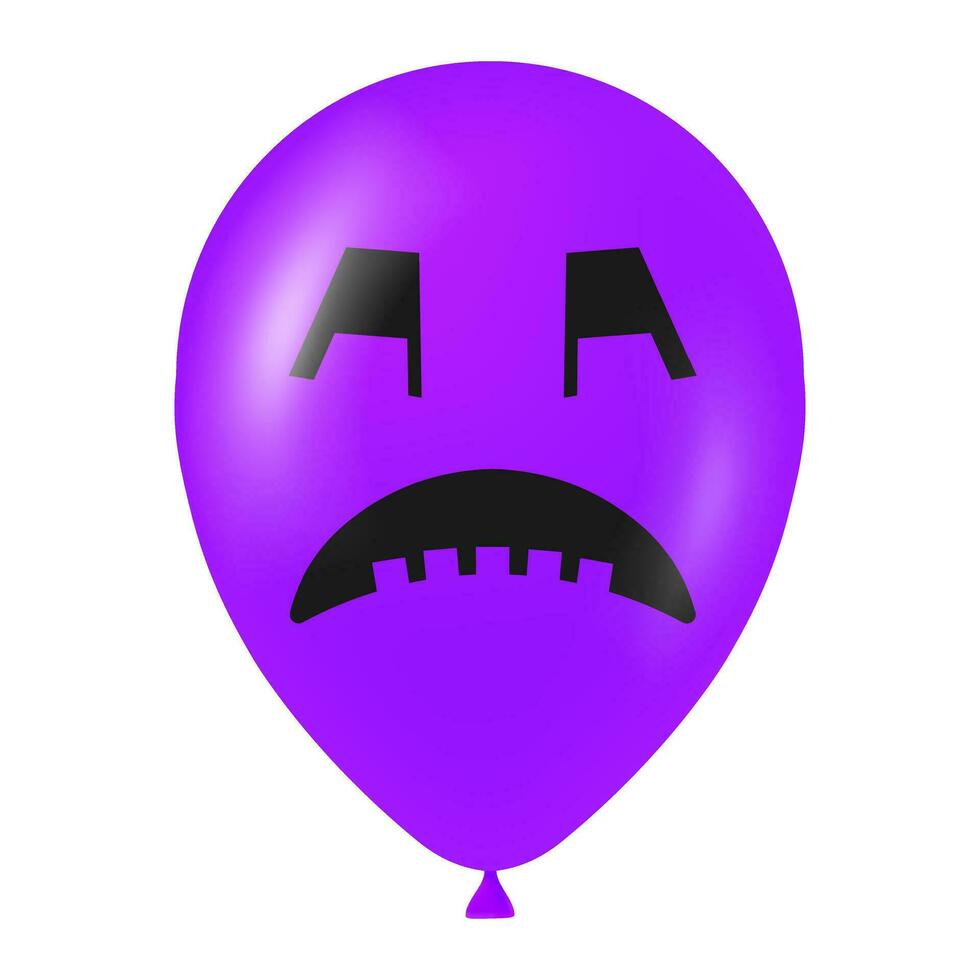 halloween lila ballong illustration med skrämmande och rolig ansikte vektor