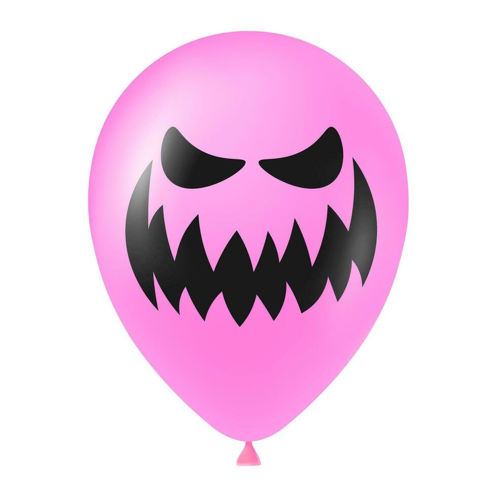 Halloween Rosa Ballon Illustration mit unheimlich und komisch Gesicht vektor