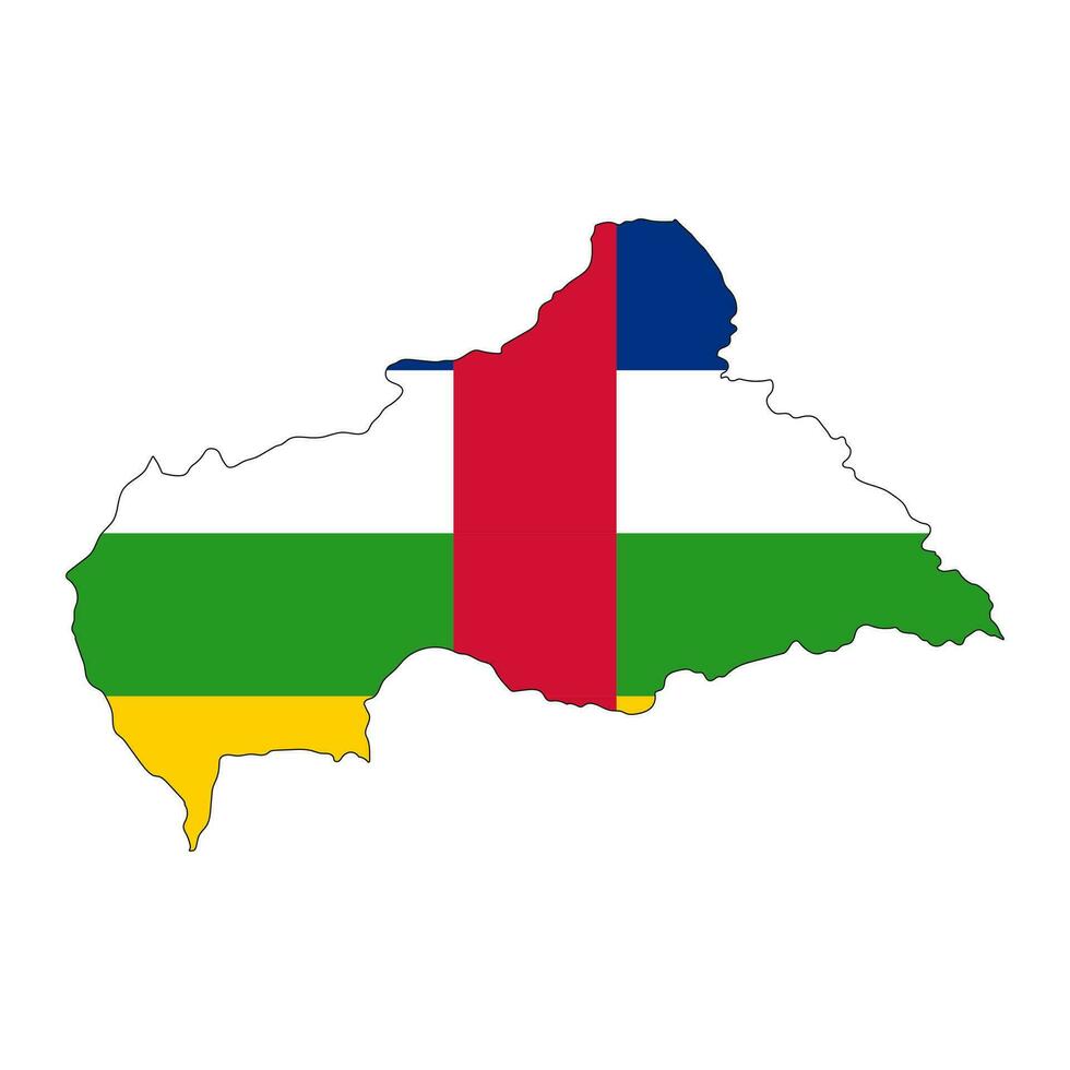 zentral afrikanisch Republik Karte Silhouette mit Flagge isoliert auf Weiß Hintergrund vektor