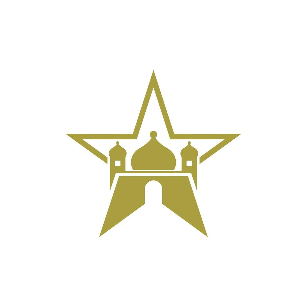 islamisch Moschee mit Star Symbol Logo Design, Logo mit ein minimalistisch Stil. Vektor Logo Vorlage