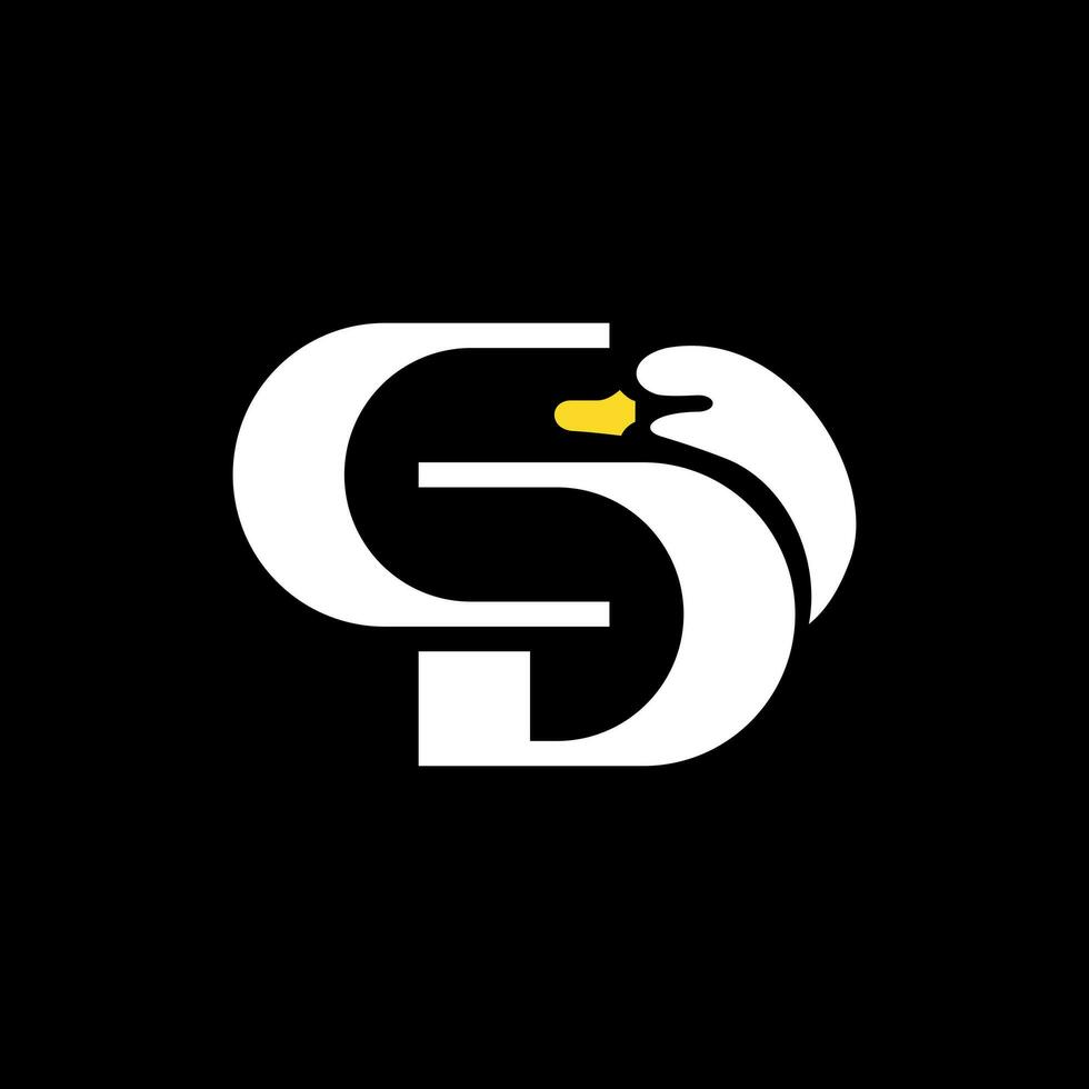 Brief sd mit Schwan Gans Vektor modern Logo, Brief sd modern Logo Design Vorlage Elemente