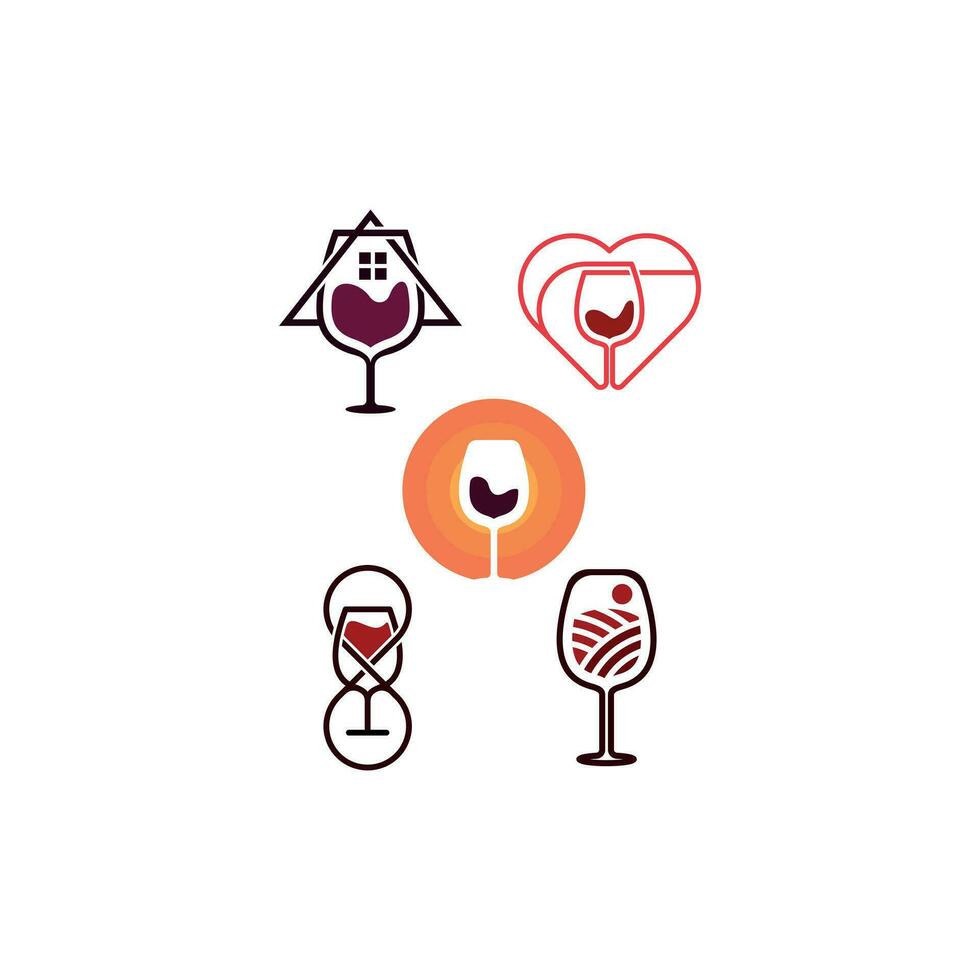 einstellen von Glas Wein, Wein Logo Design Vorlage.Vektor Illustration von Symbol Vektor