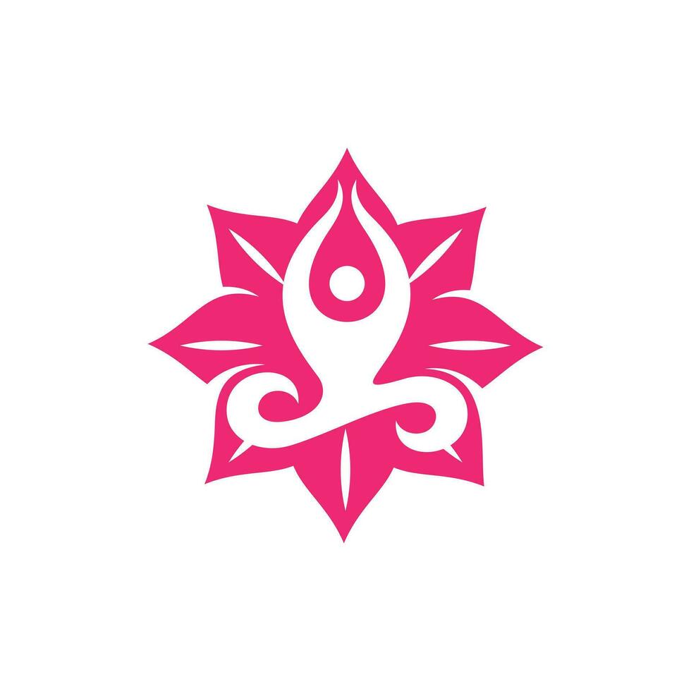 Yoga Blume Logo, Silhouette von ein Person im Meditation im ein Blume Schönheit Logo, Logo Design Vorlage zum Ihre Unternehmen vektor