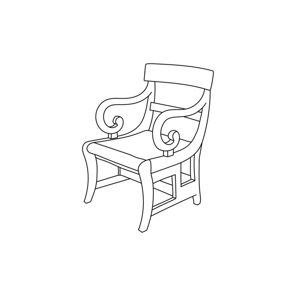 stol antik lyx möbel logotyp, linje minimalistisk logotyp design, vektor illustration logotyp design mall