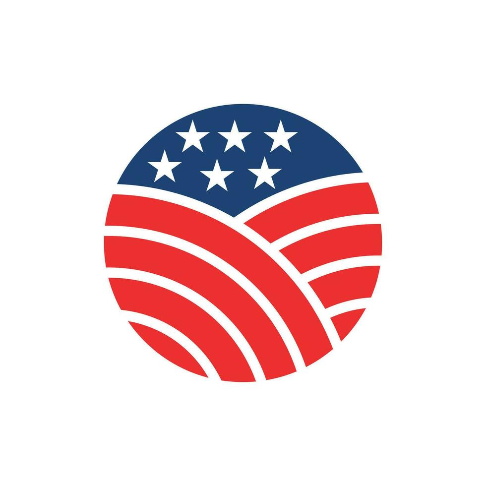amerikan flagga cirkel med bruka natur abstrakt logotyp design, platt vektor logotyp design mall element.