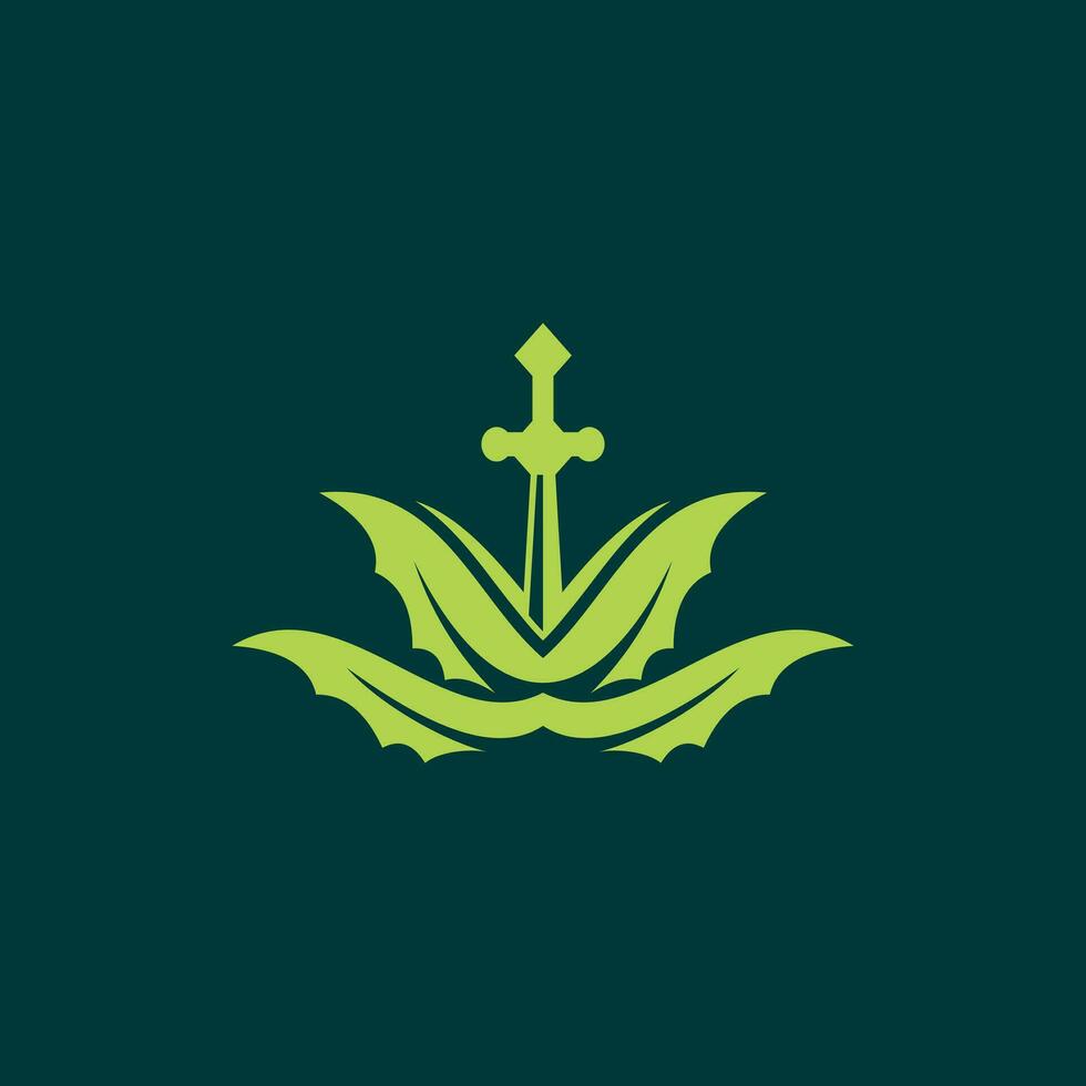 aloe vera med svärd logotyp, grön aloe vera natur, symbol ikon illustration mall design vektor