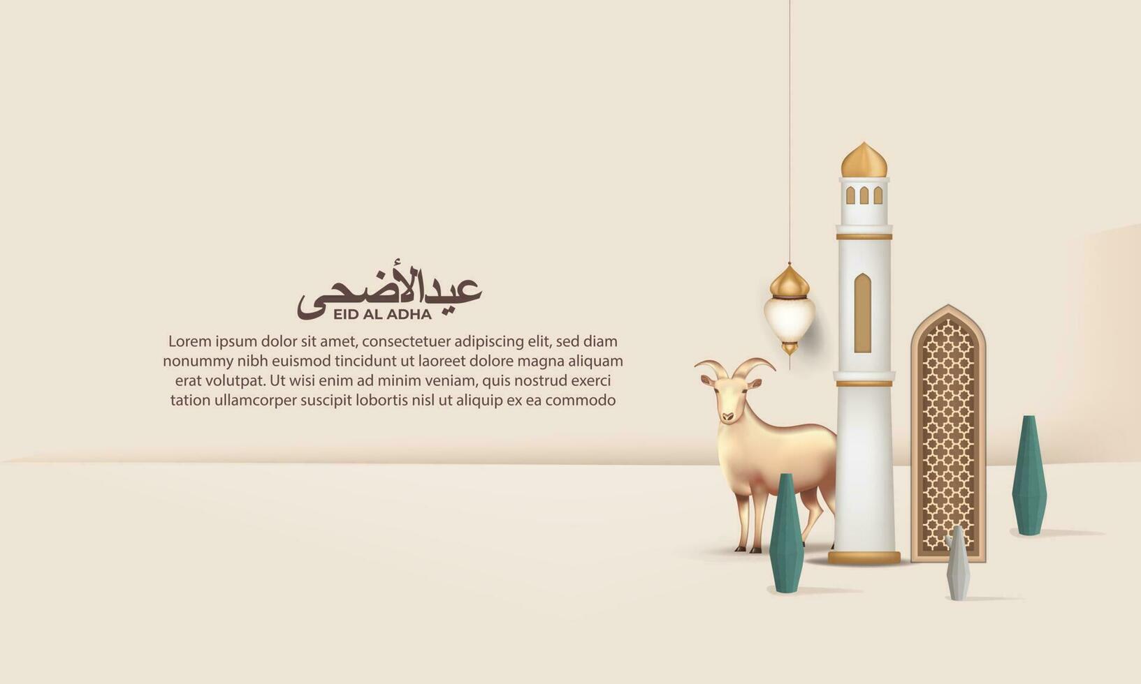 eid al Adha bakgrund med get för affisch, baner design. vektor illustration