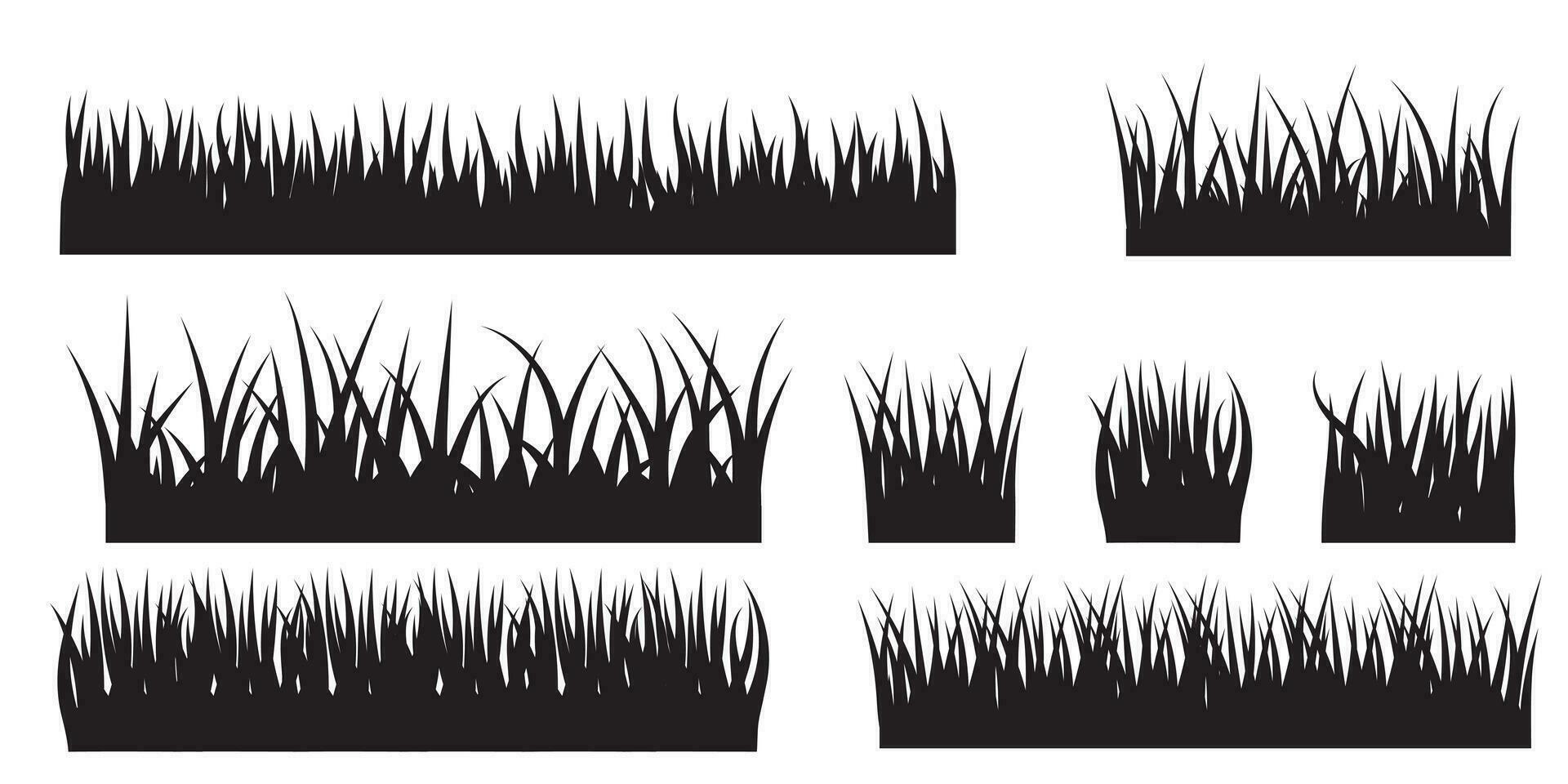 vektor uppsättning av gräs silhuetter isolerat på vit bakgrund. naturlig, eko, bio, organisk design element.