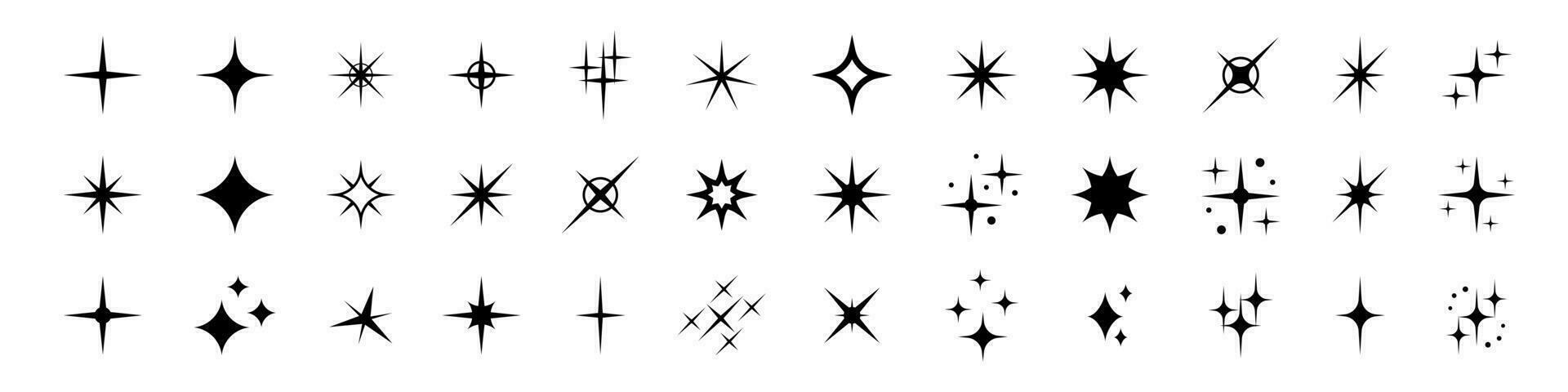 Star Symbole. funkeln Sterne Symbol. funkelt, leuchtenden platzen. Weihnachten Vektor Symbole isoliert
