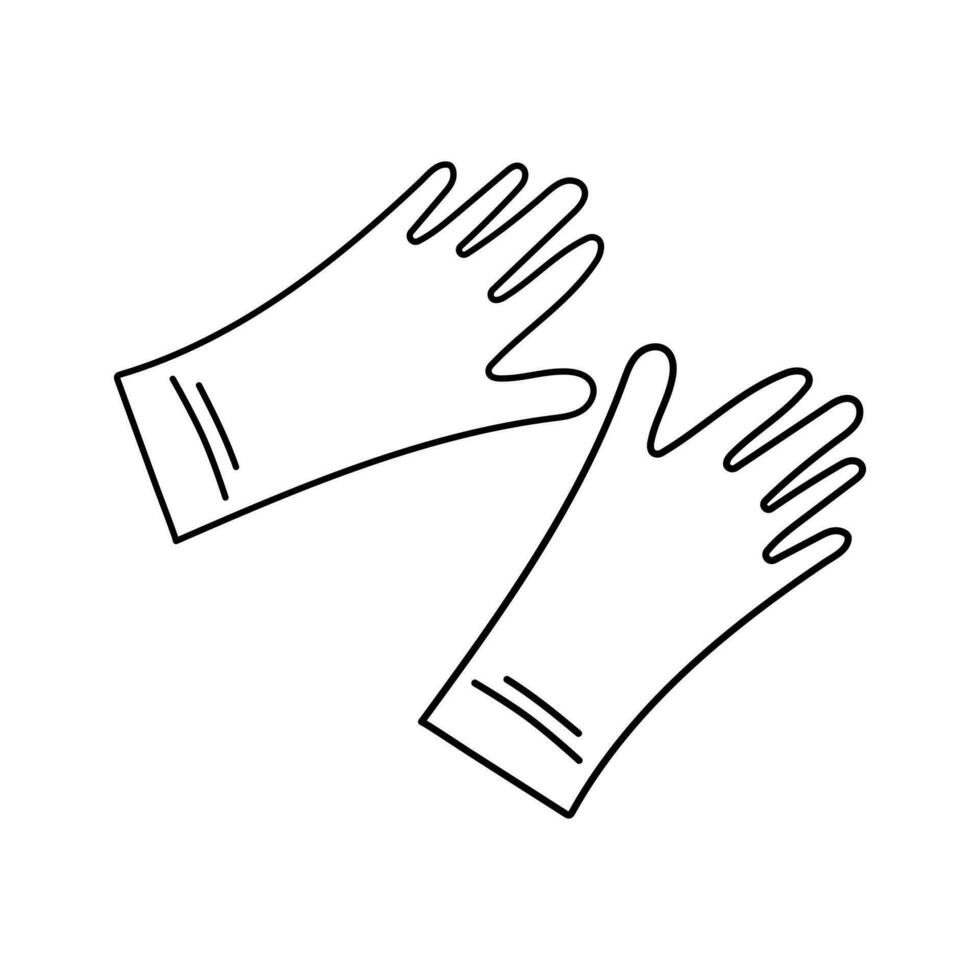 Gartenarbeit Handschuhe zum Arbeit isoliert auf Weiß Hintergrund. Gliederung Vektor Illustration. Landwirtschaft Hand Schutz, Handschuhe Sicherheit